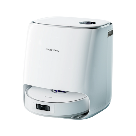 Narwal Freo X Ultra Demo robotdammsugare med moppfunktion och elegant design. Idealisk för effektiv golvrengöring och minimalt underhåll.